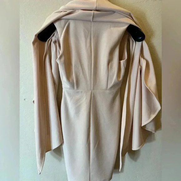 Dance and Marcel cream bodycon cape dress with slit size small - Picture 5 of 16